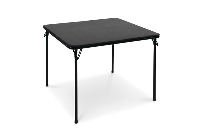 For Living 34-in x 34-in Portable Vinyl Top Metal Folding Card Game/Activity Table, Black A1