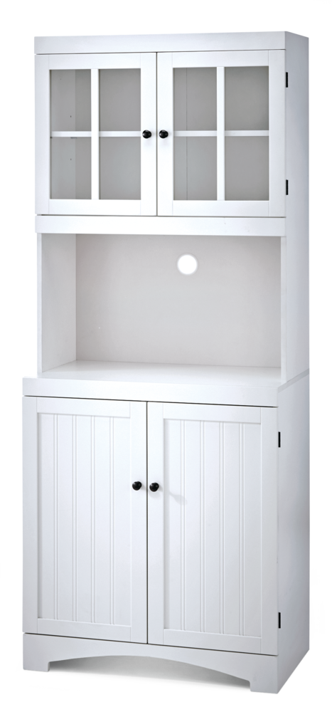 For Living 4-Door Open Shelf Freestanding Kitchen Pantry Storage Cabinet, Cream P4