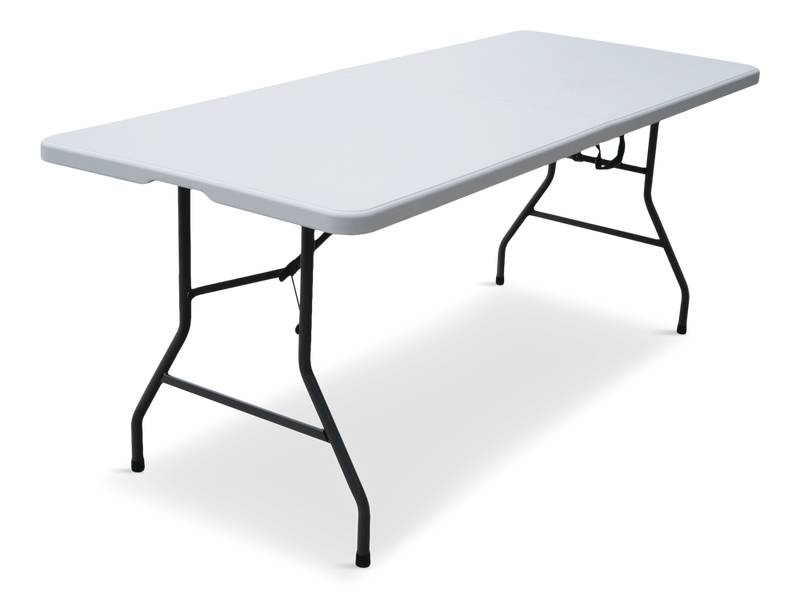 For Living 6-ft Portable Indoor/Outdoor Plastic & Metal Folding Table with Handle, White N8