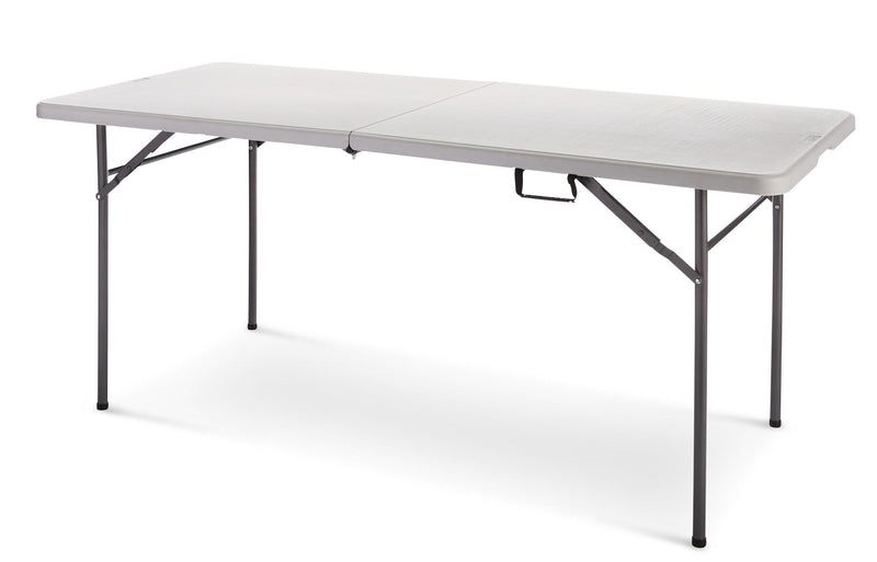 For Living 6-ft Portable Plastic & Metal Folding Table with Handle, Grey C8