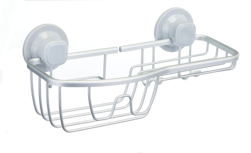 For Living Aluminum Rust-Resistant Suction Basket Shower Caddy with Hook, 3-in x 11-in x 5-in W9