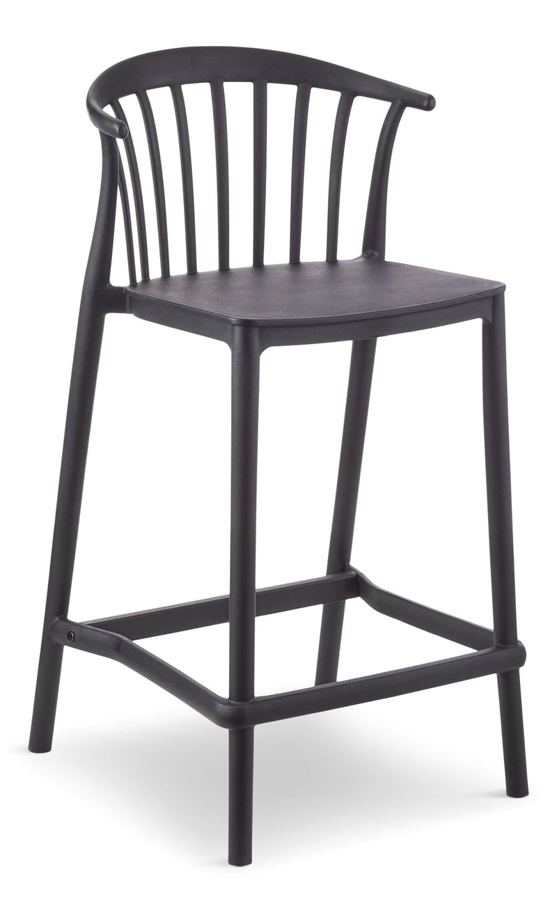 For Living Elevated Plastic Bar Stool with Footrest, Black E6