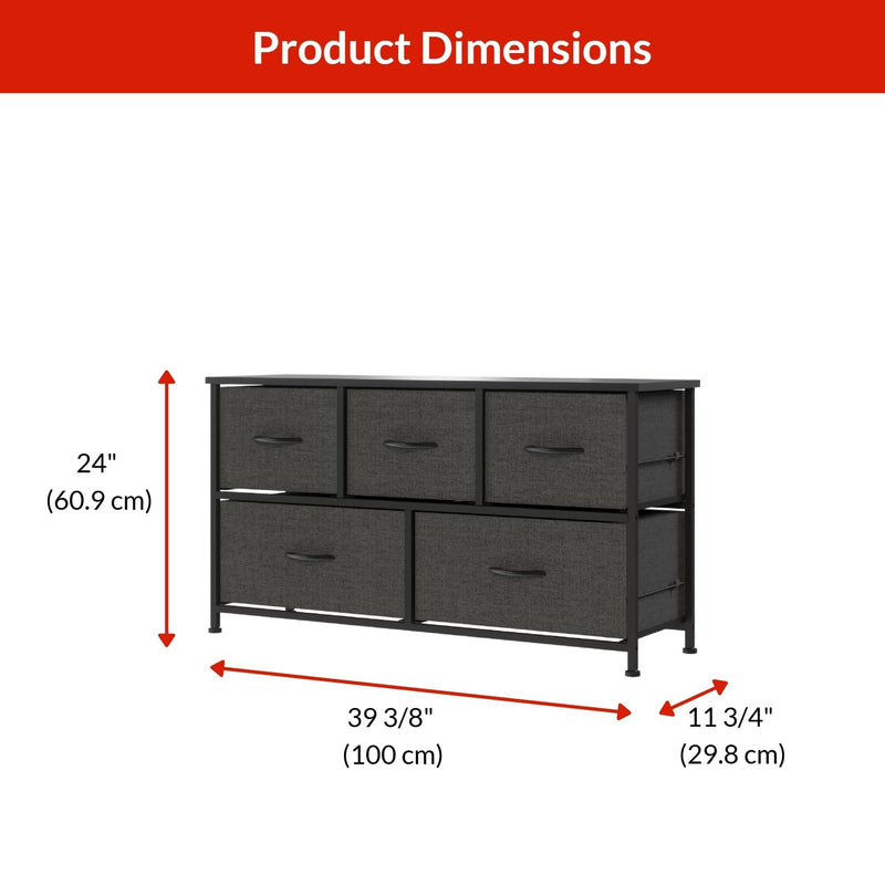 For Living Fabric 5-Drawer Storage Organizer, Grey N5