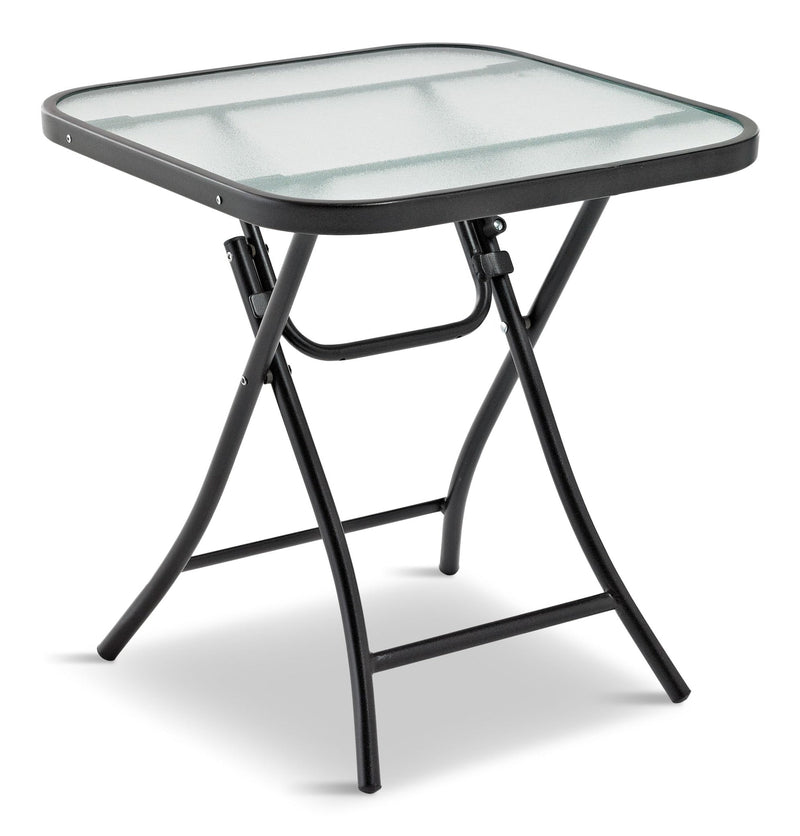For Living Folding Outdoor/Patio Side Table with Glass Top, Assorted, 18-in J9