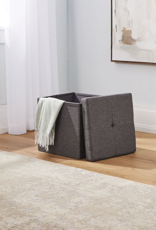 For Living Folding Storage Ottoman, Grey P2