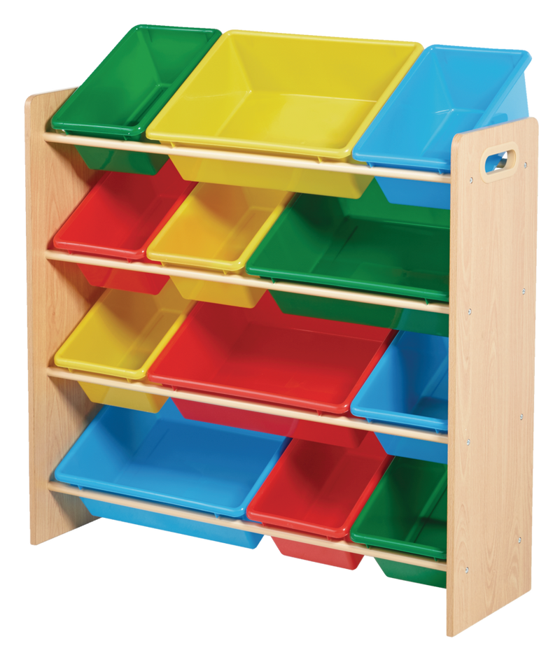 For Living Kids 12-Bin Bedroom/Playroom Toy Storage Organizer, Yellow W2