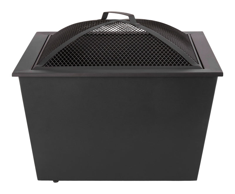 For Living Lyall Square Outdoor Wood Firepit, 20-in, Black Q0