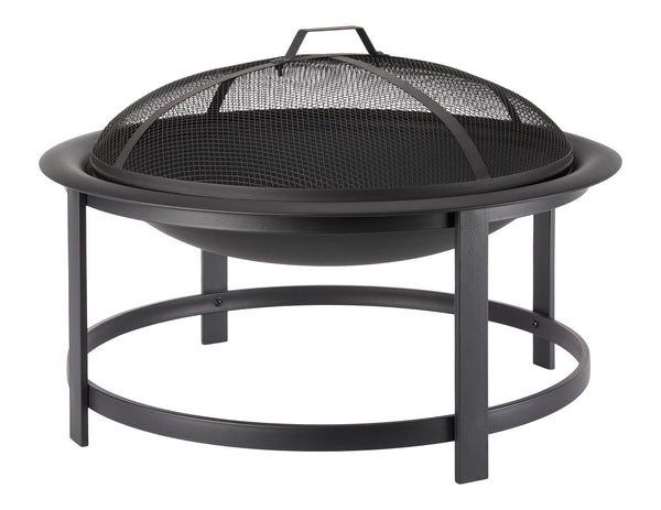 FOR LIVING Macaulay Round Outdoor Wood Firepit, 29-1/2-in, Black X4