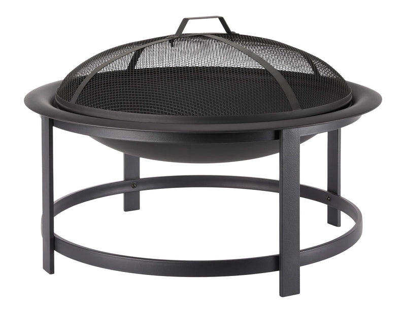 FOR LIVING Macaulay Round Outdoor Wood Firepit, 29-1/2-in, Black X4