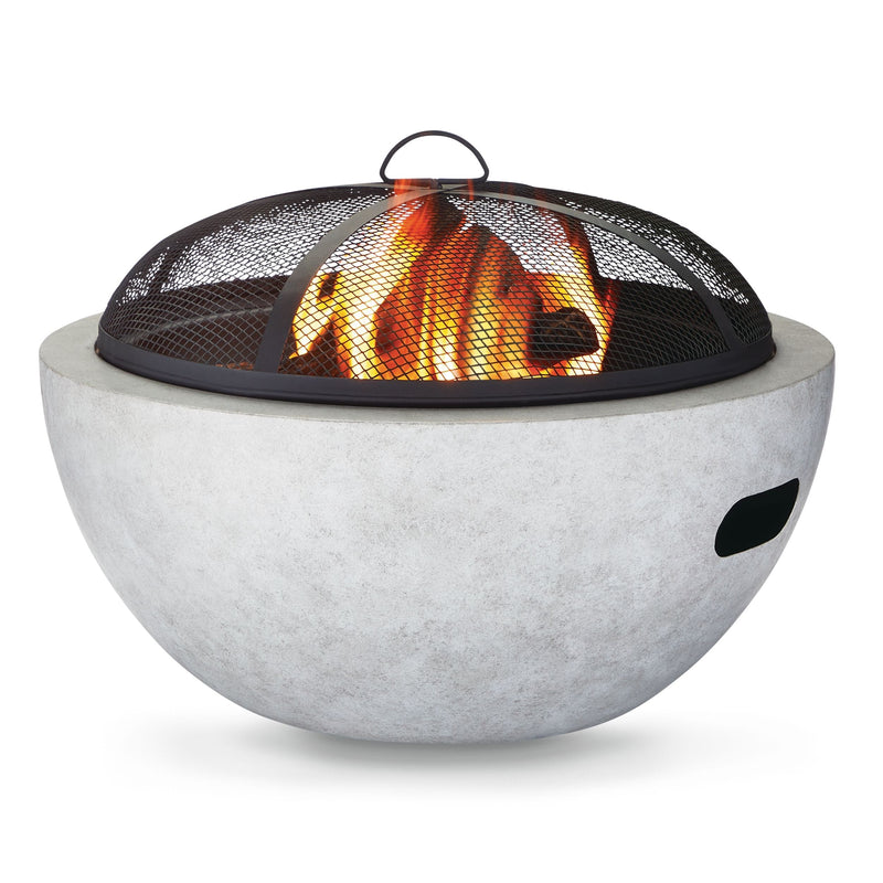 For Living Outdoor Round Steel Wood Burning Firepit with Spark Screen, 24-in V9