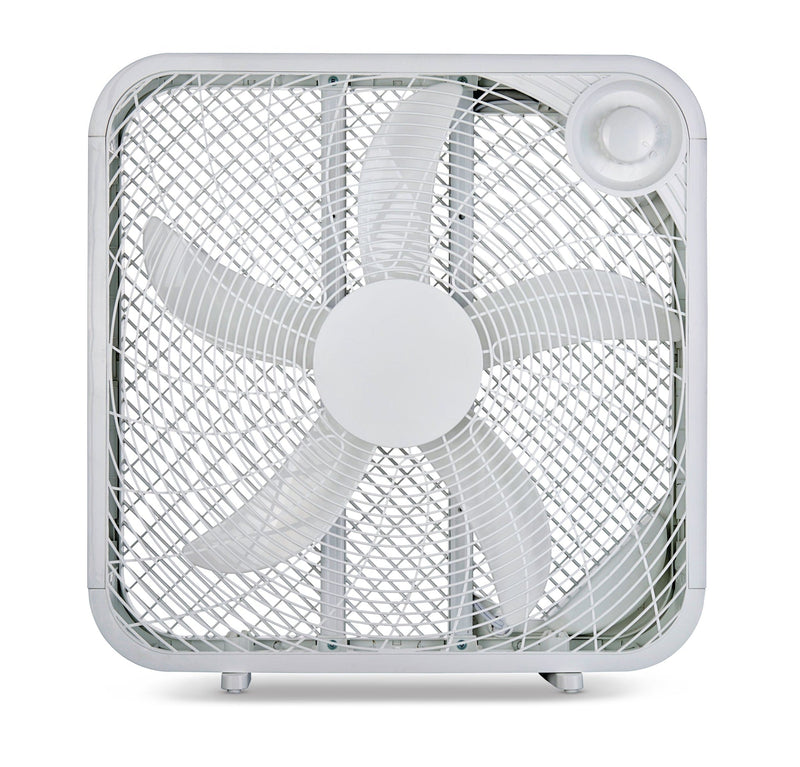 For Living Plastic 5-Blade Portable Box/Floor Fan, 2-Speed, White, 20-in V7