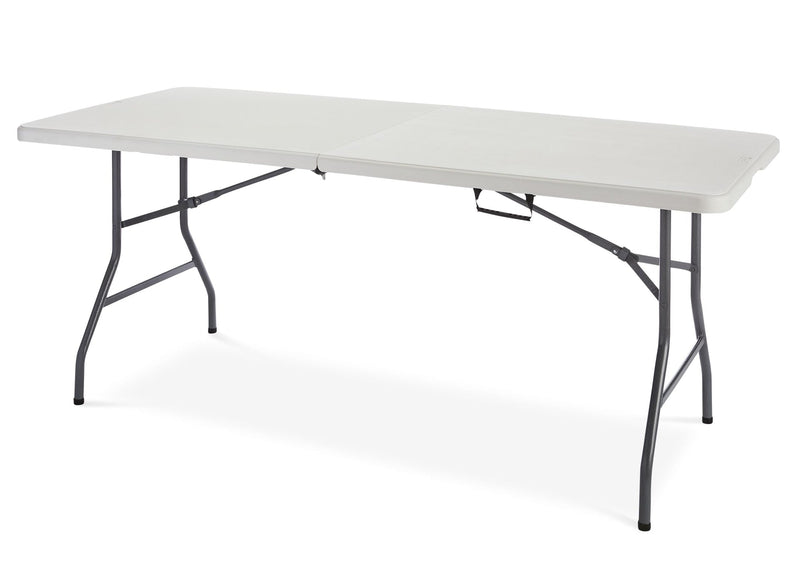 For Living Portable Folding Table with Casters & Handle, 6-ft, White V4
