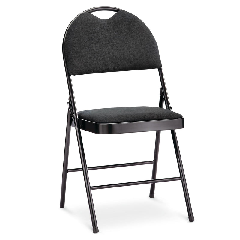 For Living Portable High-Back Upholstered & Padded Metal Folding Chair, Black D0