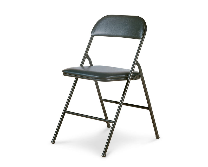 For Living Portable Vinyl Upholstered & Padded Metal Folding Chair, Black O0