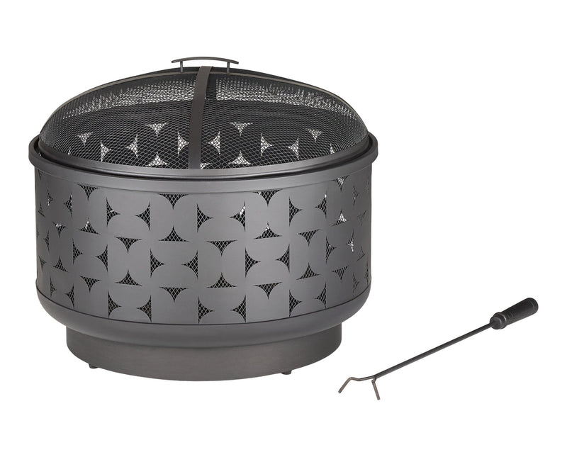 For Living Round Outdoor Wood Burning Fire Pit, Steel, Black, 24-in Z6