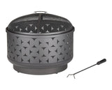 For Living Round Outdoor Wood Burning Fire Pit, Steel, Black, 24-in