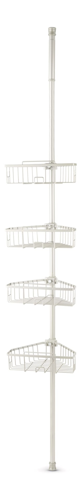 For Living Rust-Resistant Adjustable Basket Tension Pole Shower Caddy, Nickel, 108-in x 11-in x 9-in K9