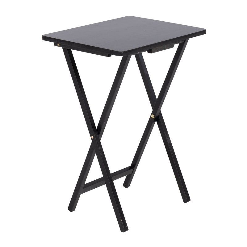 For Living Solid Wood Folding TV Tray, Stain-Resistant, Black Q6