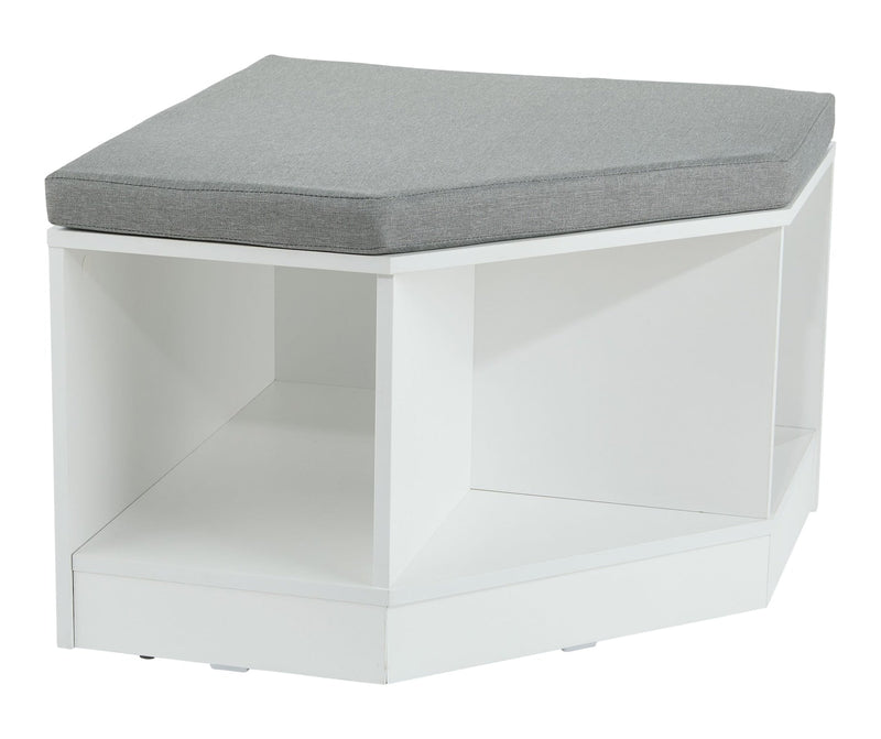 For Living Space Saving Corner Bench with Storage, White/Grey U9