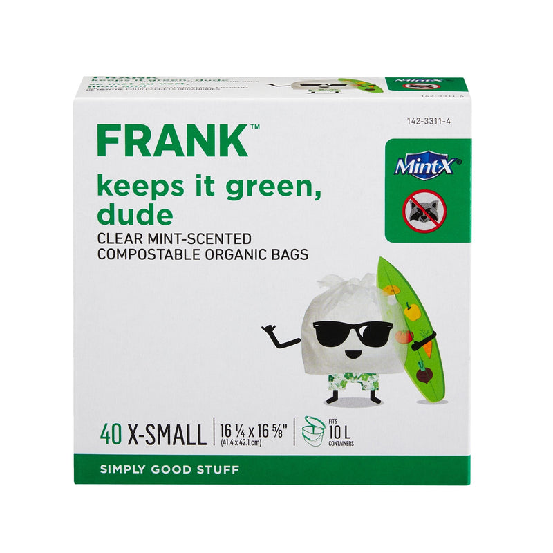 FRANK Extra-Small Organic Mint Scented Compostable Food Waste Bags, 40-pk, Clear, 10-L A4