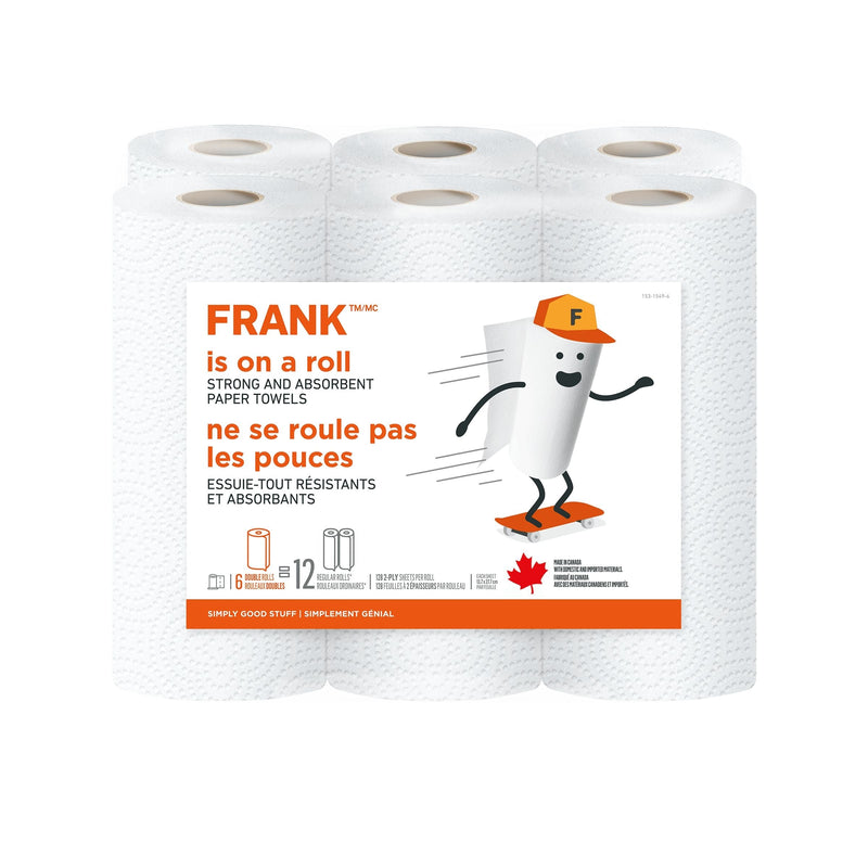 FRANK Paper Towel, 2-ply, 6-pk, Adjustable Tear Size F4