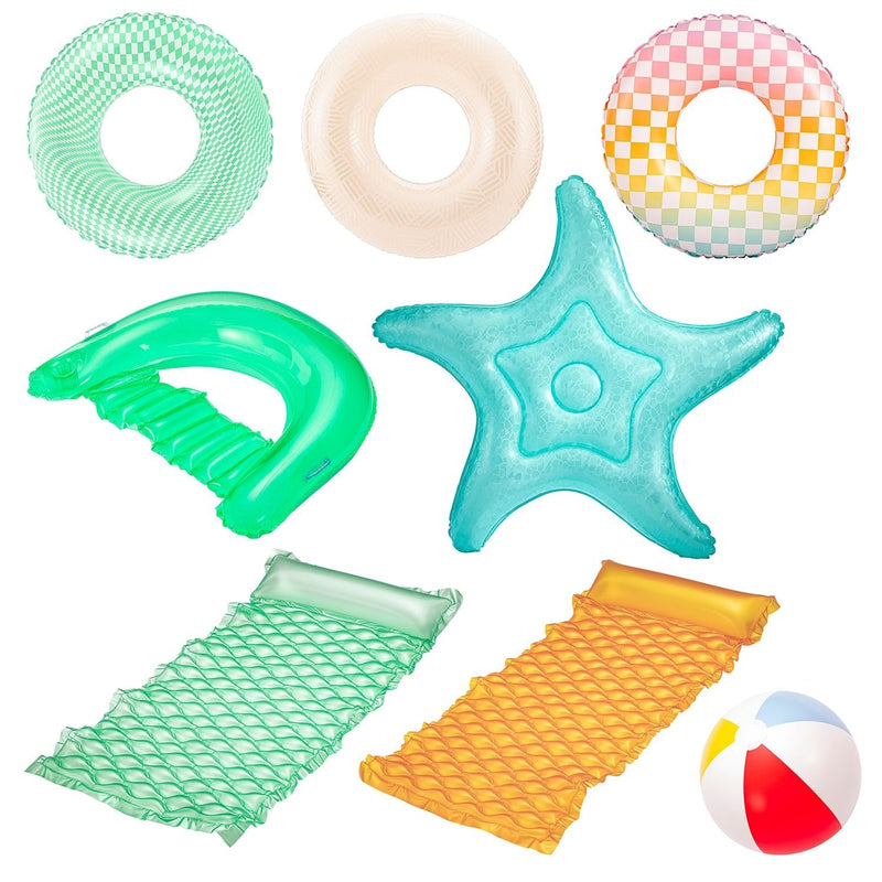 Funsicle Party Pack Pool Loungers with Inflation Tool, 9-pc F0