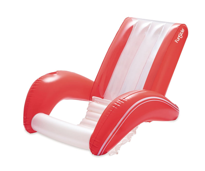 Funsicle Red and White Recliner Floating Pool Lounger, Ages 14+ S4