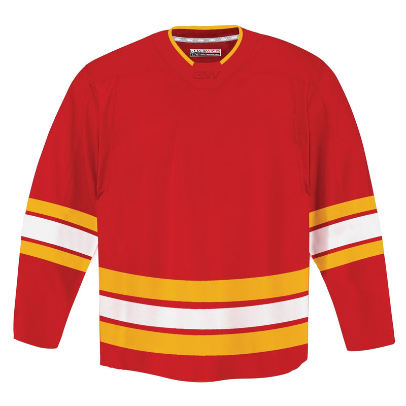 Gamewear 8500 Pro Team Hockey Jersey, Junior, Calgary Flames Home Colours, Various Sizes Y9