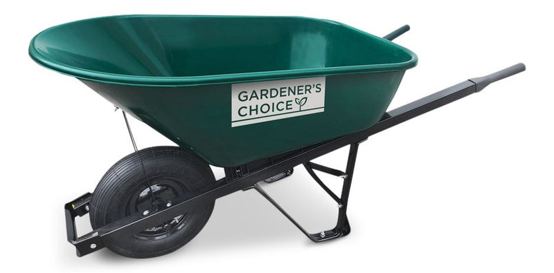 Gardener's Choice 1-Wheel Homeowner Poly Tray Wheelbarrow with Steel Handles, 6-cu-ft S6