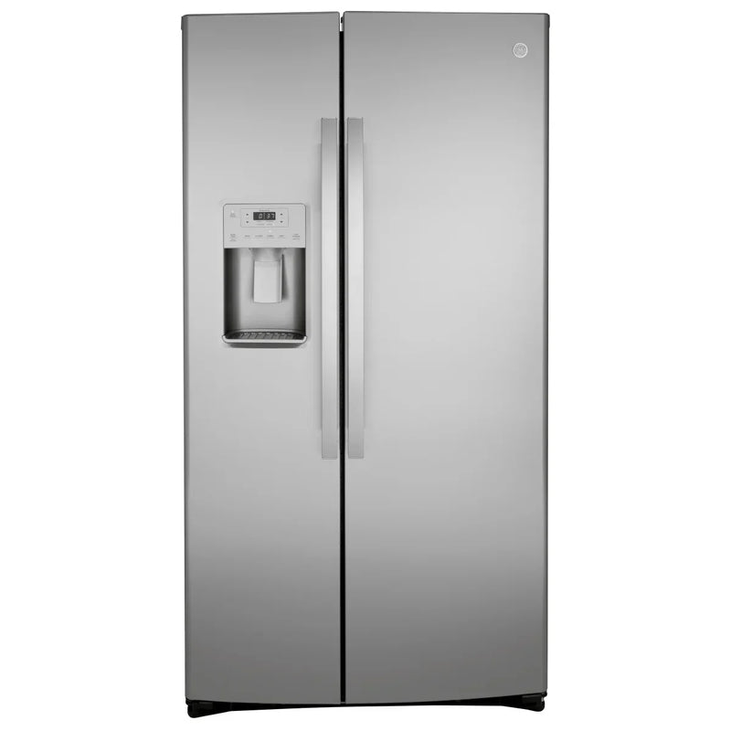 GE 36 in. 25.1 cu.ft. Stainless Steel Side-by-Side Refrigerator with FrostGuard Technology I0