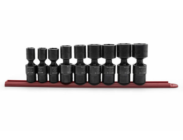 GearWrench 6 Point Standard Drive X-Core Pinless Universal Impact Socket Set, SAE, 1/2-in, 9-pc Z1