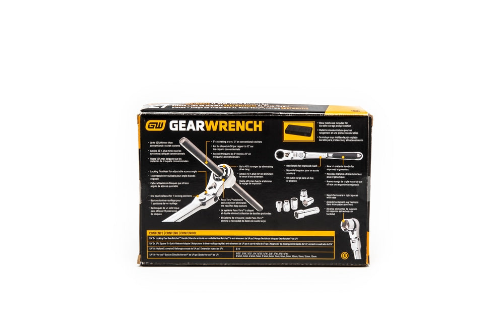 GearWrench Pass-Thru 1/4-in Drive Socket Set 27-pc, SAE/Metric
