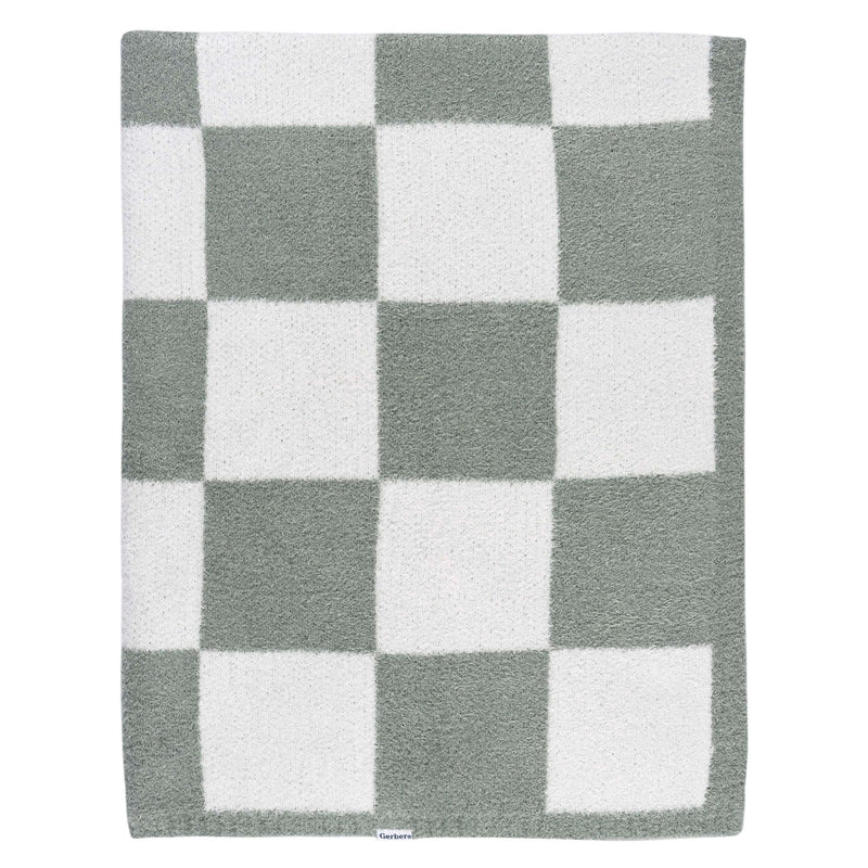 Gerber Childrenwear Green Checkered Silky Mink Baby Blanket F0