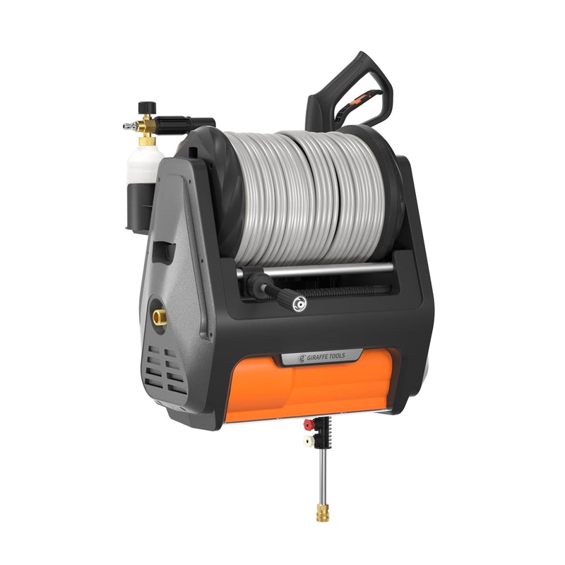 Giraffe Tools Grandfalls Pro Wall Mounted 2700 PSI 1.6 GPM Brushless Retractable Electric Pressure Washer with 100-ft Hard Hose F8