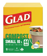 Glad Small 100% Compostable Febreze Lemon Scented Food Waste Bags, 44-pk, 10-L
