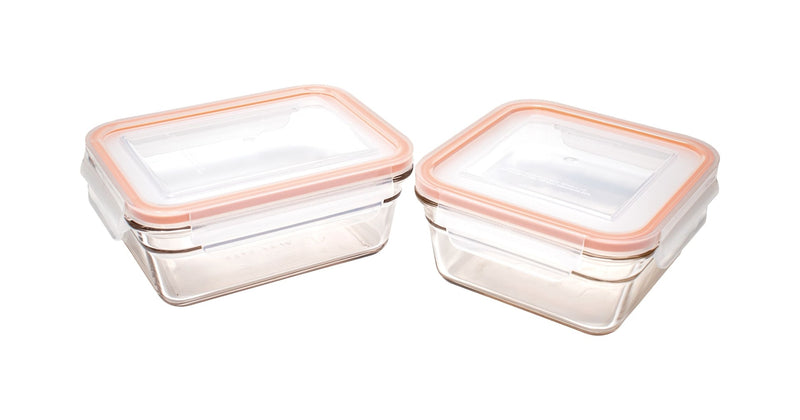 Glasslock Food Storage Container and Lid Set with Airtight Seal, Rectangular, Various Sizes, 6-pk, with Lids Y4