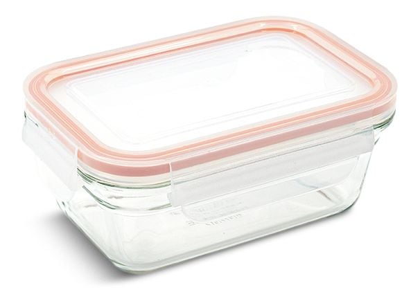 Glasslock Rectangle Glass Food Storage Container with Airtight Seal, 470-mL B1