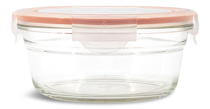 Glasslock Round Glass Food Storage Container with Leakproof Lid, 850-mL K5