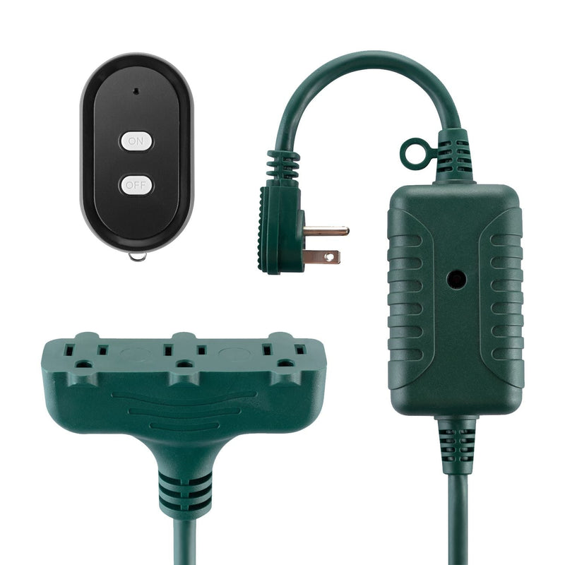 Globe Electric 50-ft 14/3 Outdoor Power Cord with Wireless Remote & 3 Grounded Outlets, Green J6