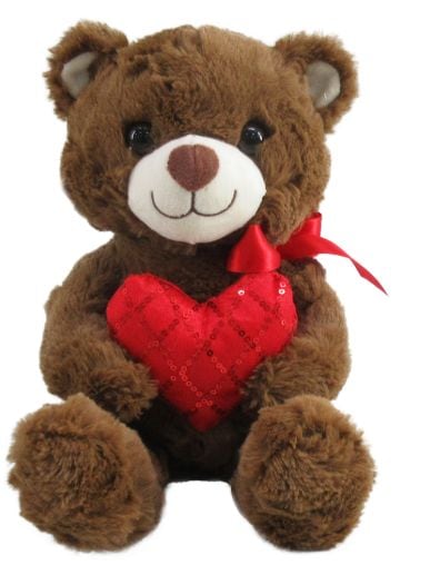 Goffa Valentine's Day 12-in Brown Bear with Heart Plush N3