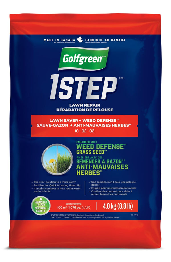 Golfgreen 1-Step Lawn Saver + Weed Defense 10-02-02 Grass Seed, 4-kg F5