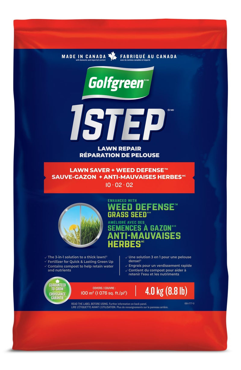 Golfgreen 1-Step Lawn Saver + Weed Defense 10-02-02 Grass Seed, 4-kg F5