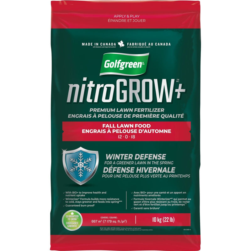 Golfgreen Nitrogrow+ Fall Lawn Food, 12-0-18, 10-kg V1