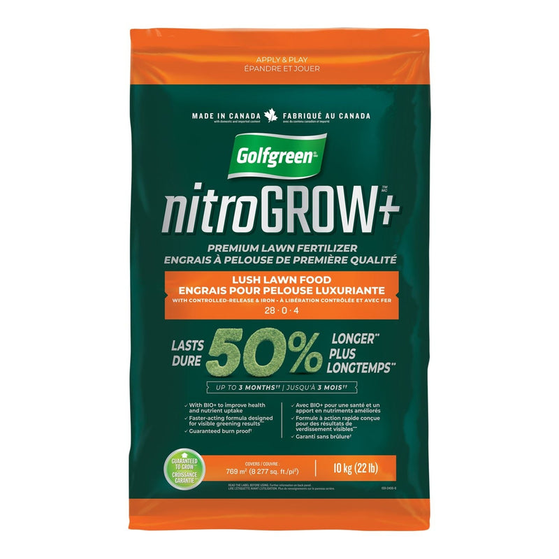 Golfgreen Nitrogrow+ Premium Nitrogen Enriched Lush Lawn Fertilizer, 28-0-4, 10kg M7