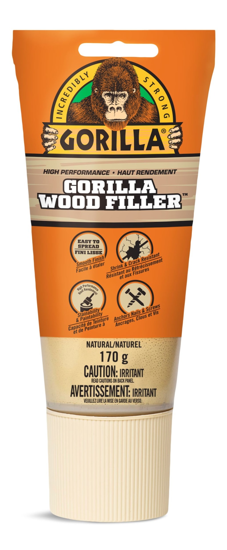 Gorilla Glue Interior/Exterior Wood Filler, For Cracks, Gouges & Holes, 6-oz Tube Z9