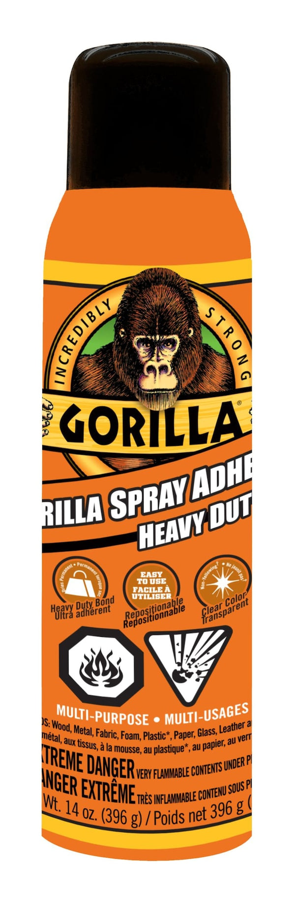 Gorilla Glue Spray Adhesive, Heavy-Duty, Weather-Resistant, Indoor/Outdoor, Clear, 1.4-oz R8