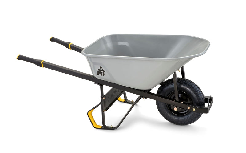 Gorilla Heavy-Duty Easy Pivot/Dump Steel Tub Wheelbarrow, Steel Tray, 6-cu-ft V3