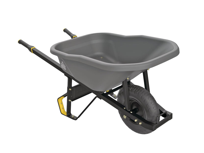 Gorilla Pro Grade Heavy Duty Poly Tub Wheelbarrow, Poly/Plastic Tray, 6-cu-ft J7