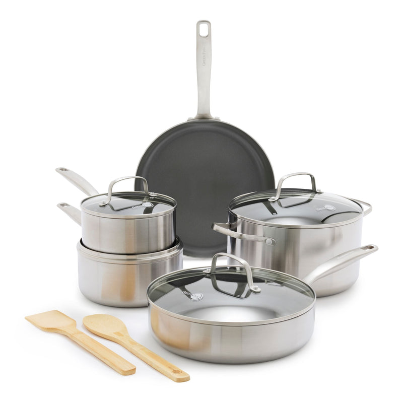 GreenPan Chatham Stainless Steel Ceramic Cookware Set, 11-pc K2