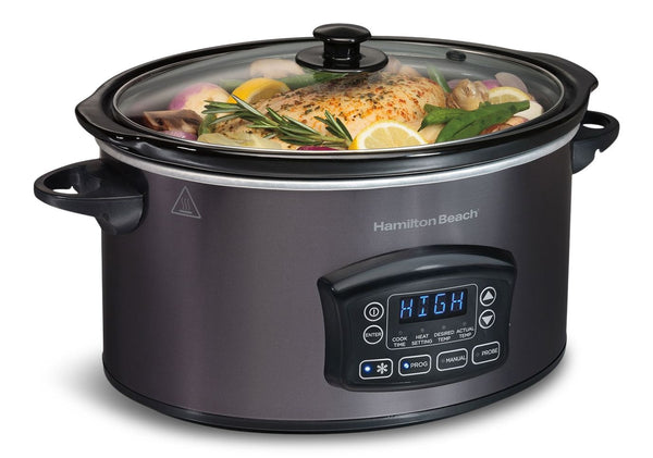 Hamilton Beach Programmable Defrost Slow Cooker, Black, 6-qt K8